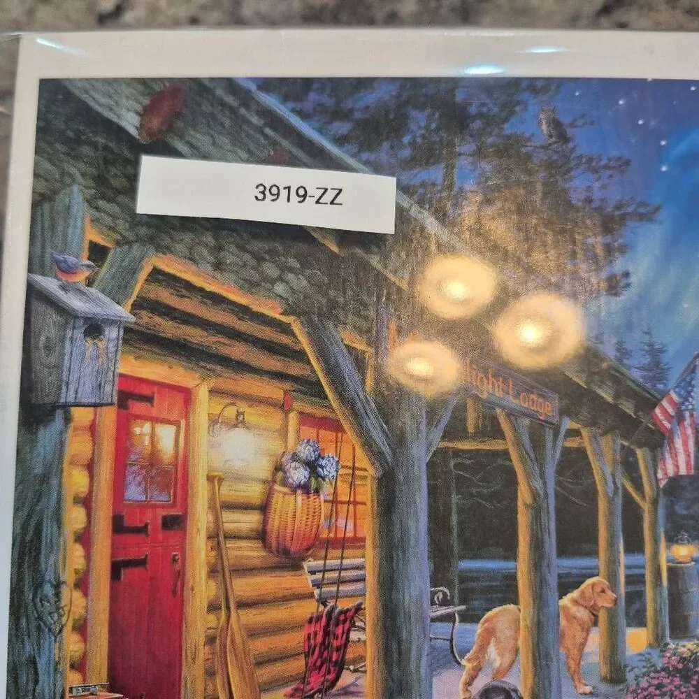 Buffalo Games Darrell Bush Moonlight Lodge 1000 pc Jigsaw Puzzle USED